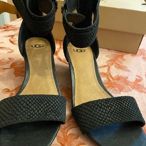 Ugg black wedge sandals Size 8- great condition- leather